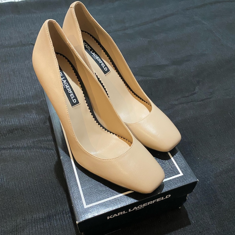 Square Toed Nude Pumps